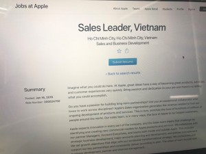 Apple tuyển Giám đốc kinh doanh tại Việt Nam